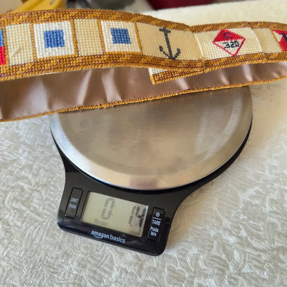 Vintage Needlepoint Belt 320 Catalina Yacht Maritime Signal Flags OOAK 23”